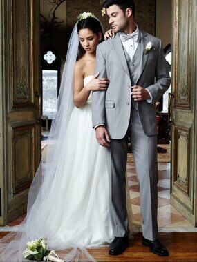 Heather Grey Men's Suit, Elegant Formal Suit for Weddings, Grooms